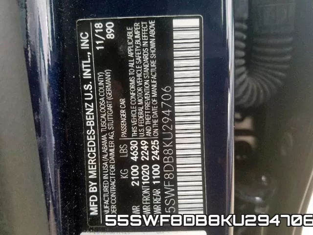55SWF8DB8KU294706 фото 2