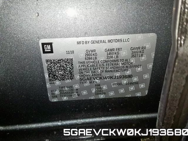 5GAEVCKW0KJ193680 фото 2