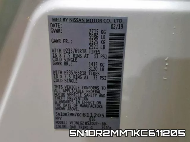 5N1DR2MM7KC611205 фото 2