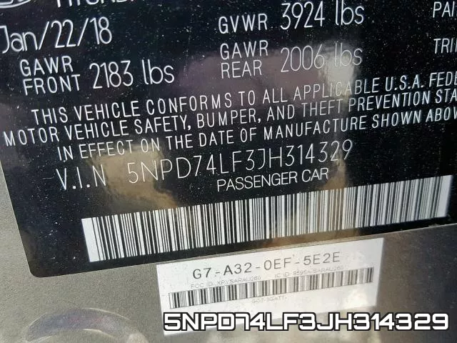 5NPD74LF3JH314329 фото 2