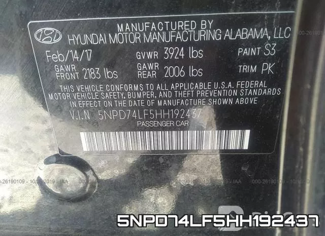 5NPD74LF5HH192437 фото 10