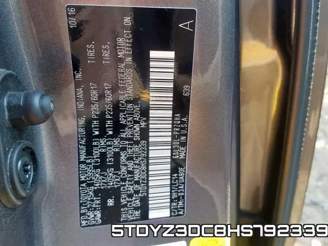 5TDYZ3DC8HS792339 фото 2