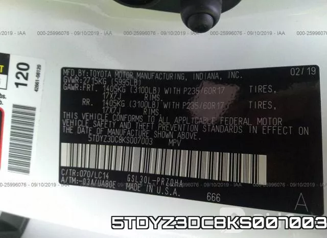 5TDYZ3DC8KS007003 фото 10