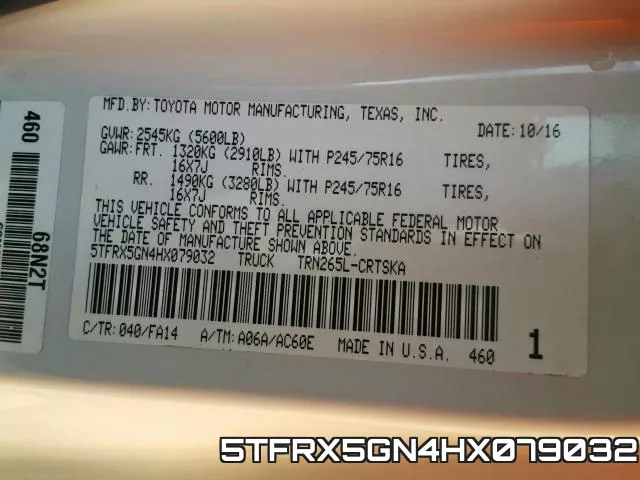 5TFRX5GN4HX079032 фото 2