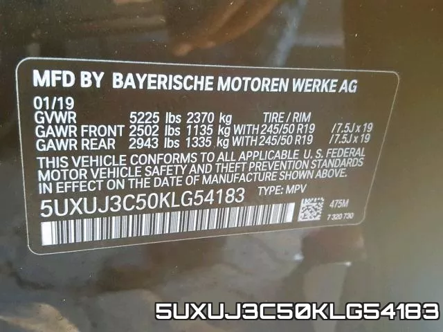 5UXUJ3C50KLG54183 фото 2