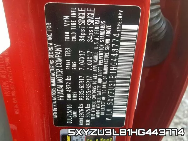 5XYZU3LB1HG443774 фото 2