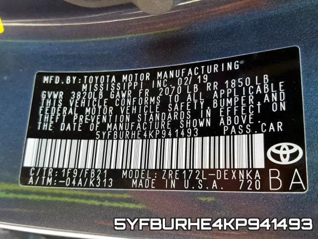 5YFBURHE4KP941493 фото 2