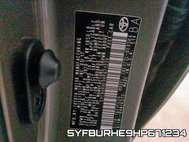 5YFBURHE9HP671234 фото 2