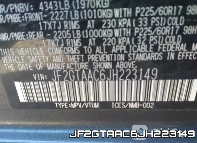 JF2GTAAC6JH223149 фото 10