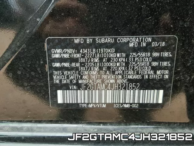JF2GTAMC4JH321852 фото 2