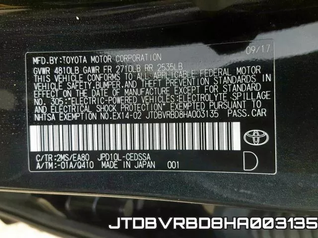 JTDBVRBD8HA003135 фото 2