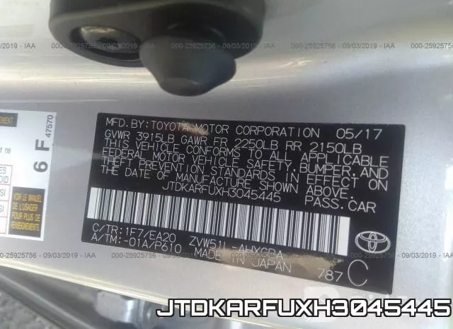 JTDKARFUXH3045445 фото 10