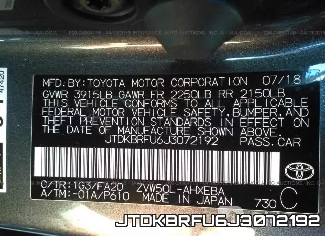 JTDKBRFU6J3072192 фото 10