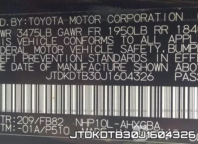 JTDKDTB30J1604326 фото 10