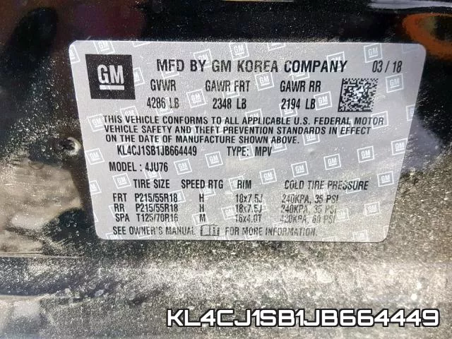 KL4CJ1SB1JB664449 фото 2