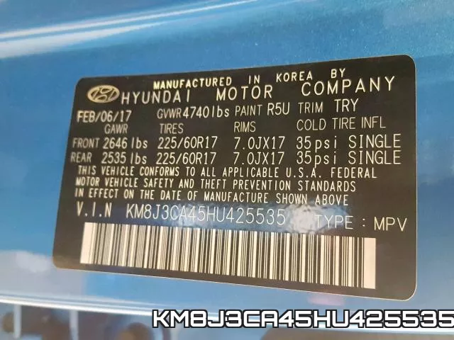 KM8J3CA45HU425535 фото 2