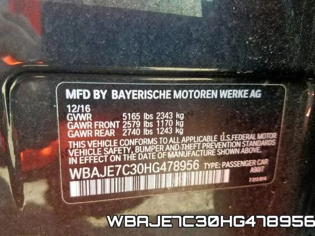 WBAJE7C30HG478956 фото 2