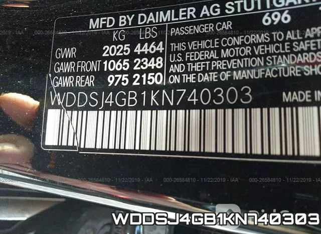 WDDSJ4GB1KN740303 фото 9