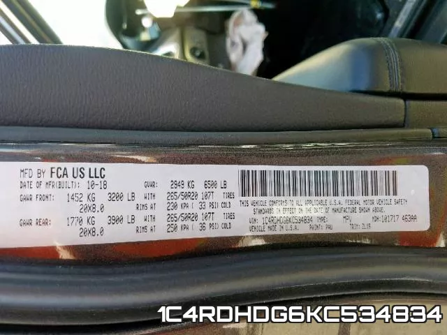 1C4RDHDG6KC534834 фото 2