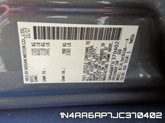 1N4AA6AP7JC370402 фото 2