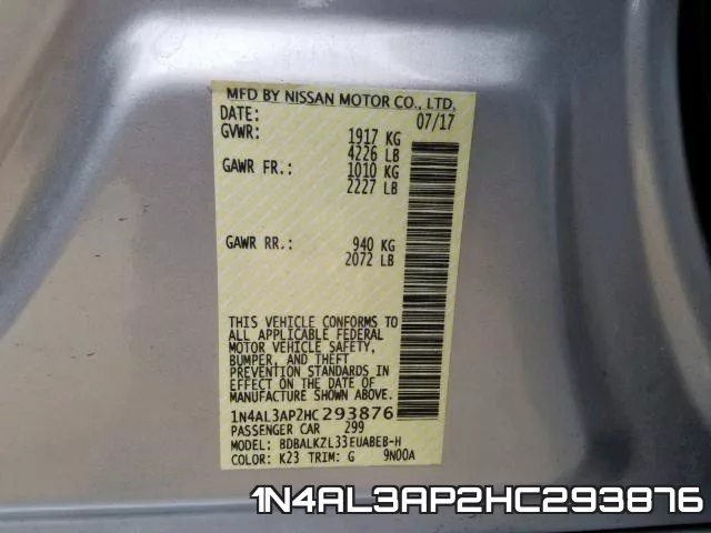1N4AL3AP2HC293876 фото 2