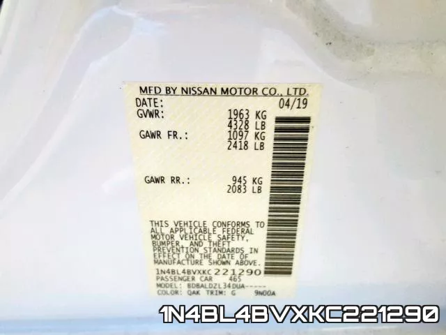 1N4BL4BVXKC221290 фото 2