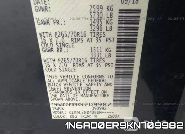 1N6AD0ER9KN709982 фото 9