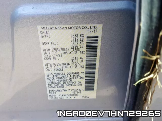 1N6AD0EV7HN729265 фото 2