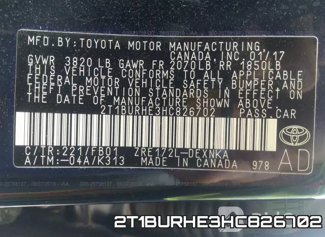 2T1BURHE3HC826702 фото 10