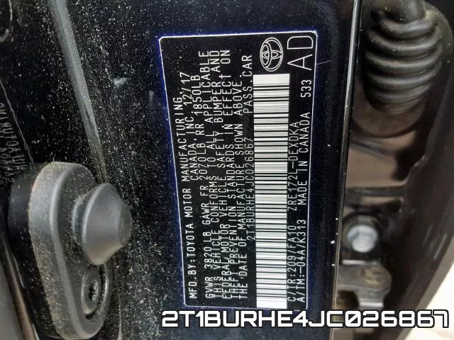 2T1BURHE4JC026867 фото 2