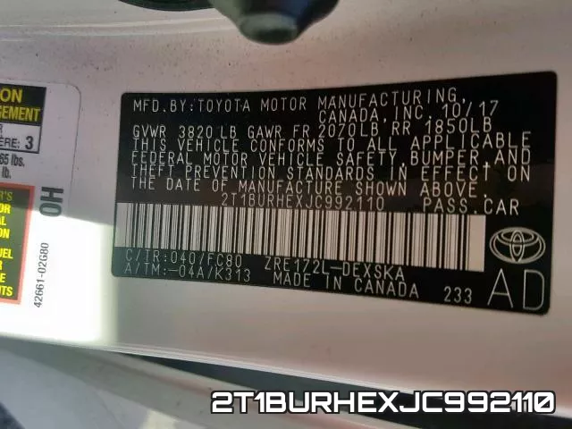 2T1BURHEXJC992110 фото 2