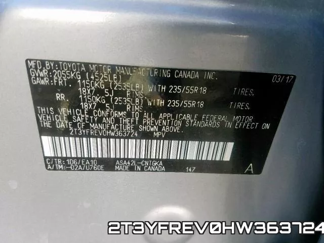 2T3YFREV0HW363724 фото 2