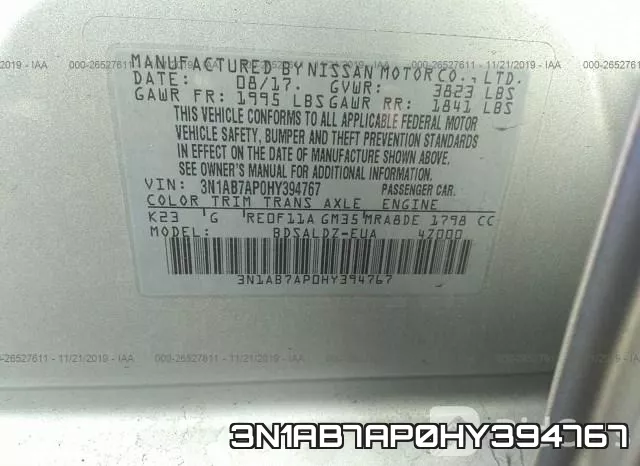 3N1AB7AP0HY394767 фото 10