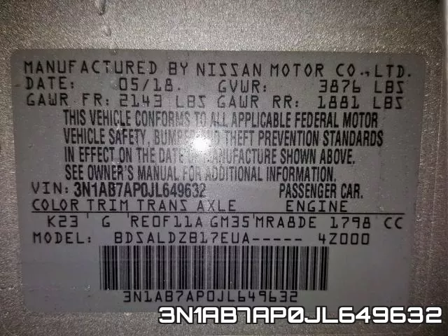 3N1AB7AP0JL649632 фото 2