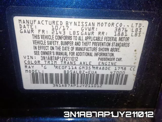 3N1AB7AP1JY211012 фото 2