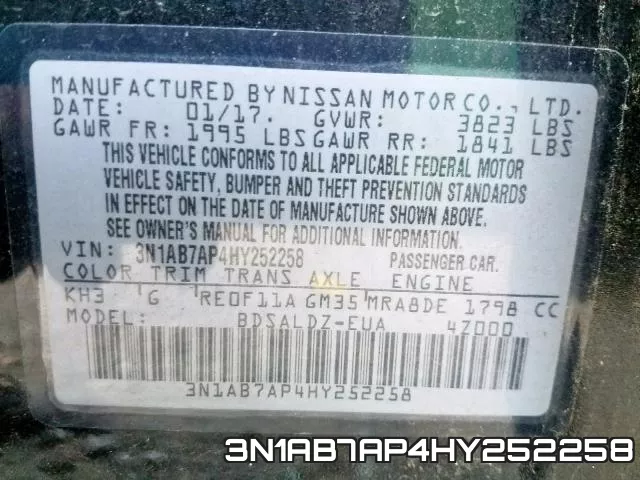 3N1AB7AP4HY252258 фото 2