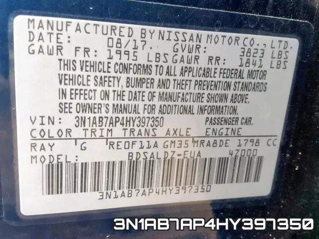 3N1AB7AP4HY397350 фото 2