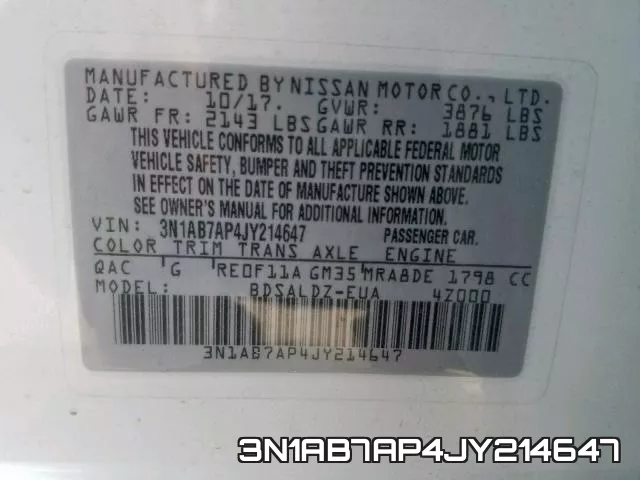 3N1AB7AP4JY214647 фото 2