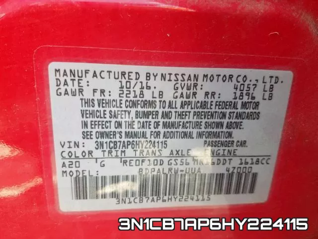3N1CB7AP6HY224115 фото 2
