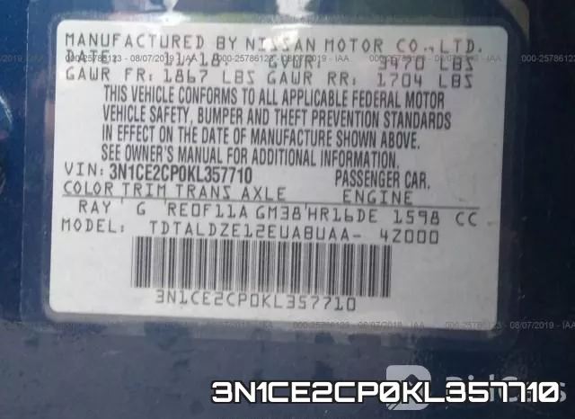 3N1CE2CP0KL357710 фото 10