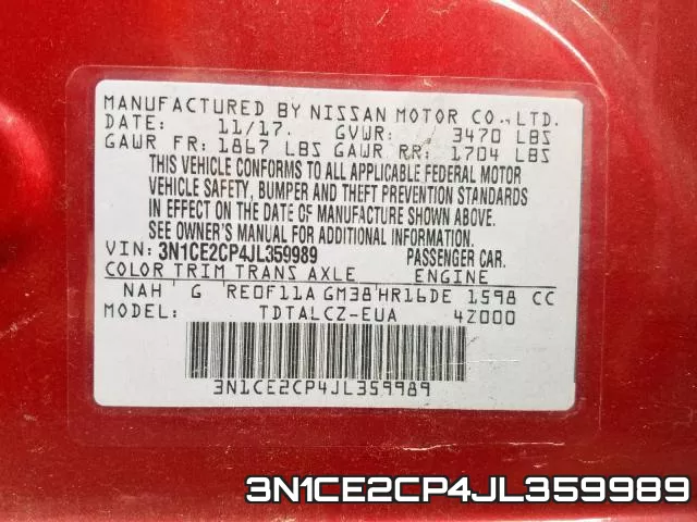 3N1CE2CP4JL359989 фото 2