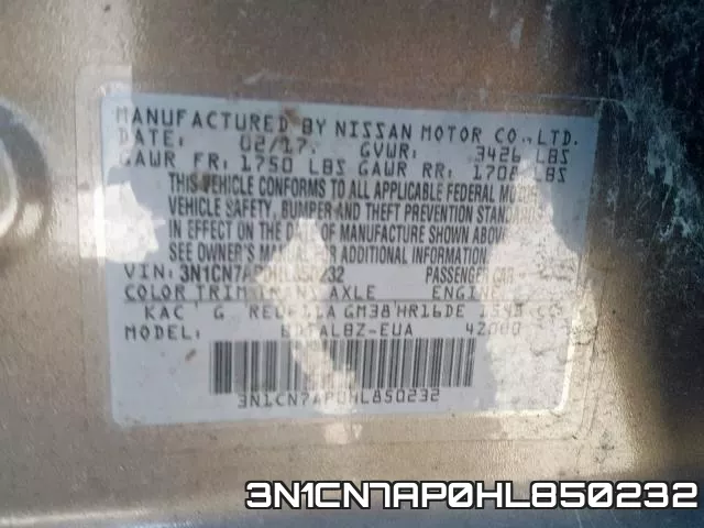 3N1CN7AP0HL850232 фото 2
