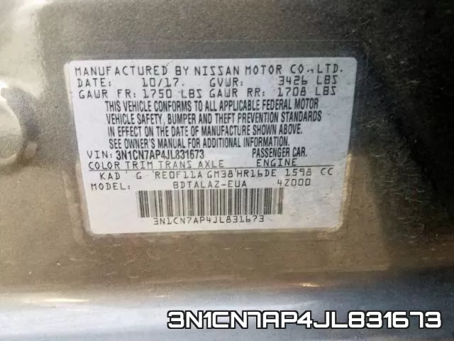 3N1CN7AP4JL831673 фото 2