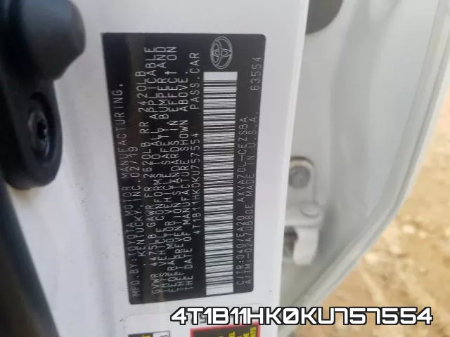 4T1B11HK0KU757554 фото 2