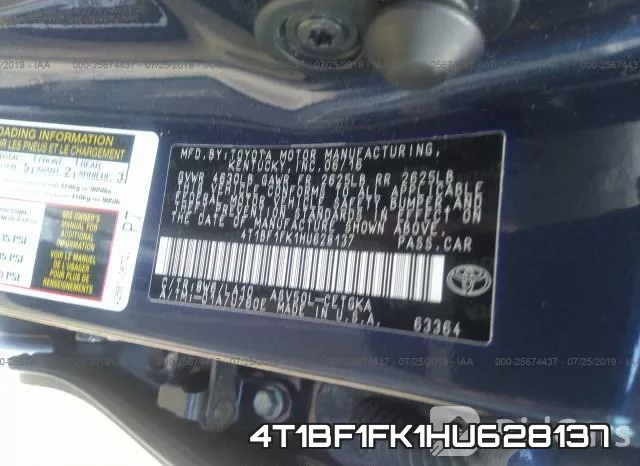 4T1BF1FK1HU628137 фото 10