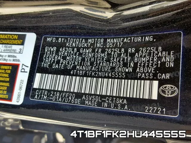 4T1BF1FK2HU445555 фото 2