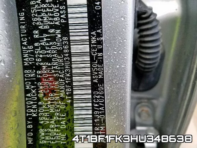 4T1BF1FK3HU348638 фото 2