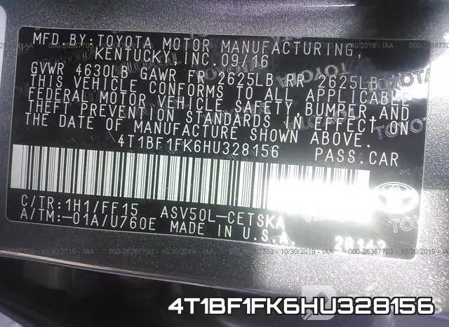 4T1BF1FK6HU328156 фото 10