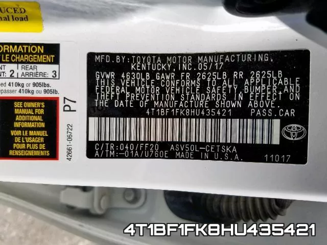 4T1BF1FK8HU435421 фото 2