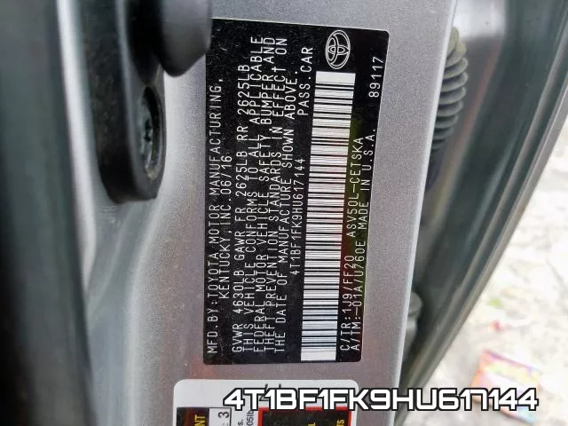 4T1BF1FK9HU617144 фото 2